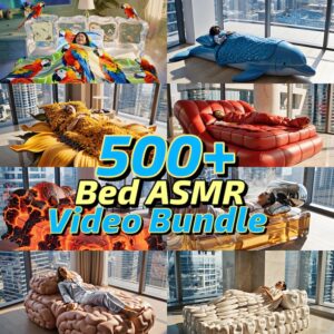 500+ AI Bed ASMR Videos Bundle | Surreal Sleeping Beds Made of Fruit, Ice, Jelly, Christmas, Tree, Fastfood, Animals & Relaxing Sleep Sounds